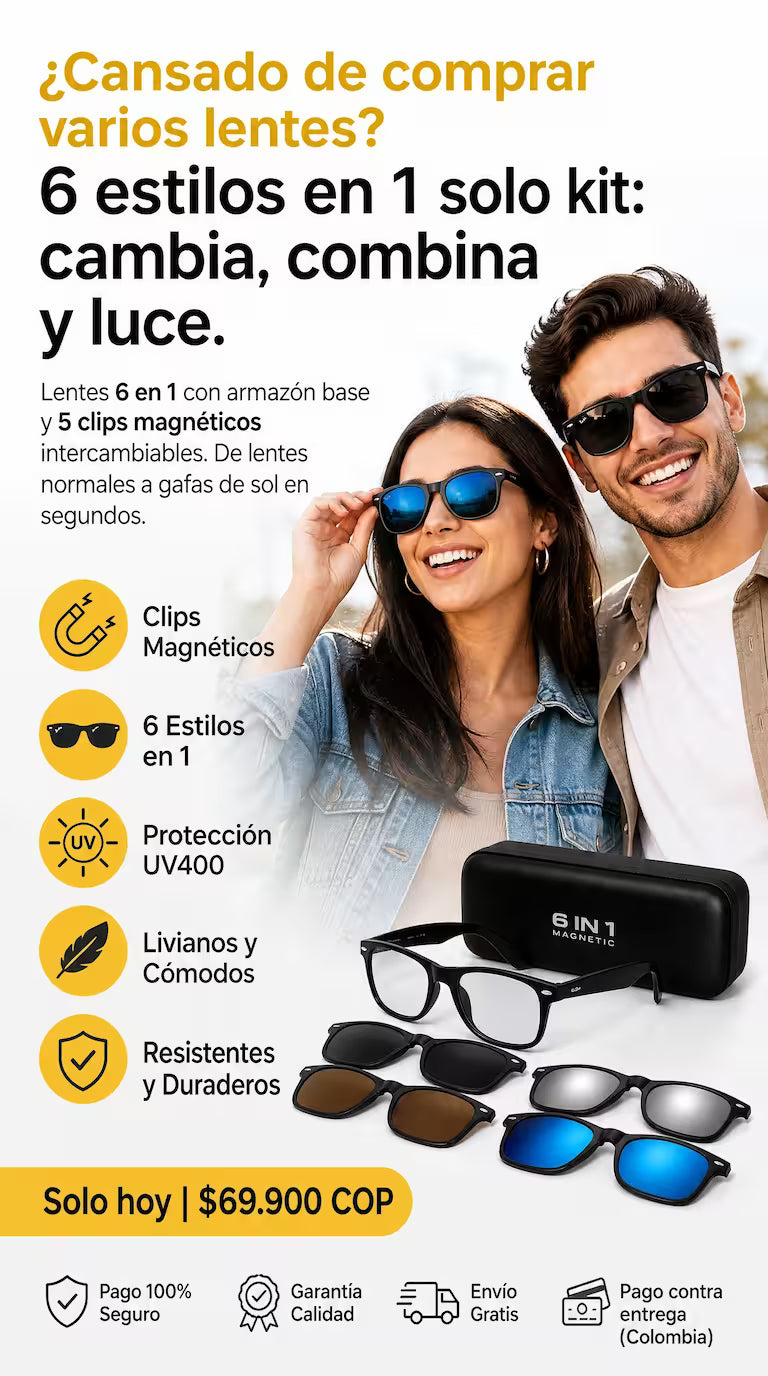 🔥 6 Gafas en 1: Cambia de Look en Segundos 😎