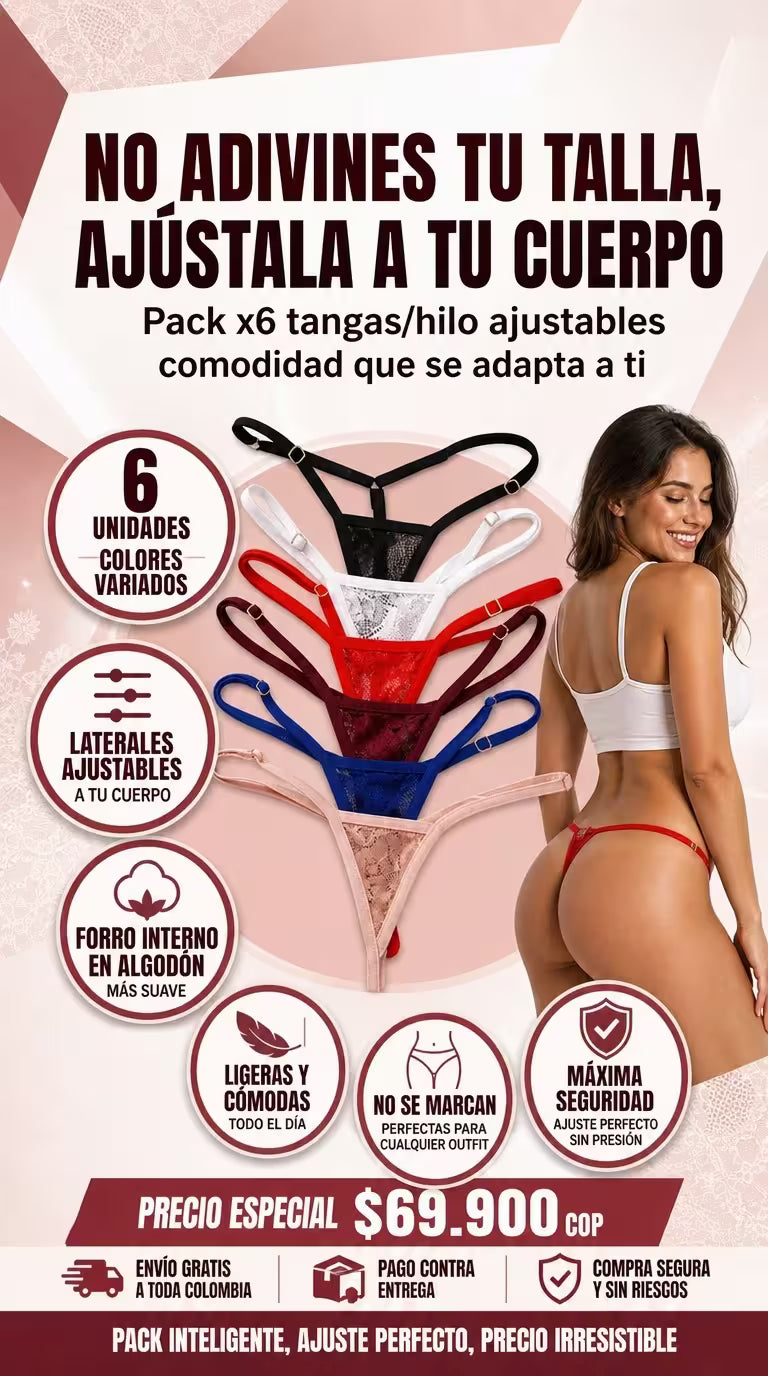 Pack x6 Tangas FitFlex Graduables — Ajuste Cómodo de S a XL